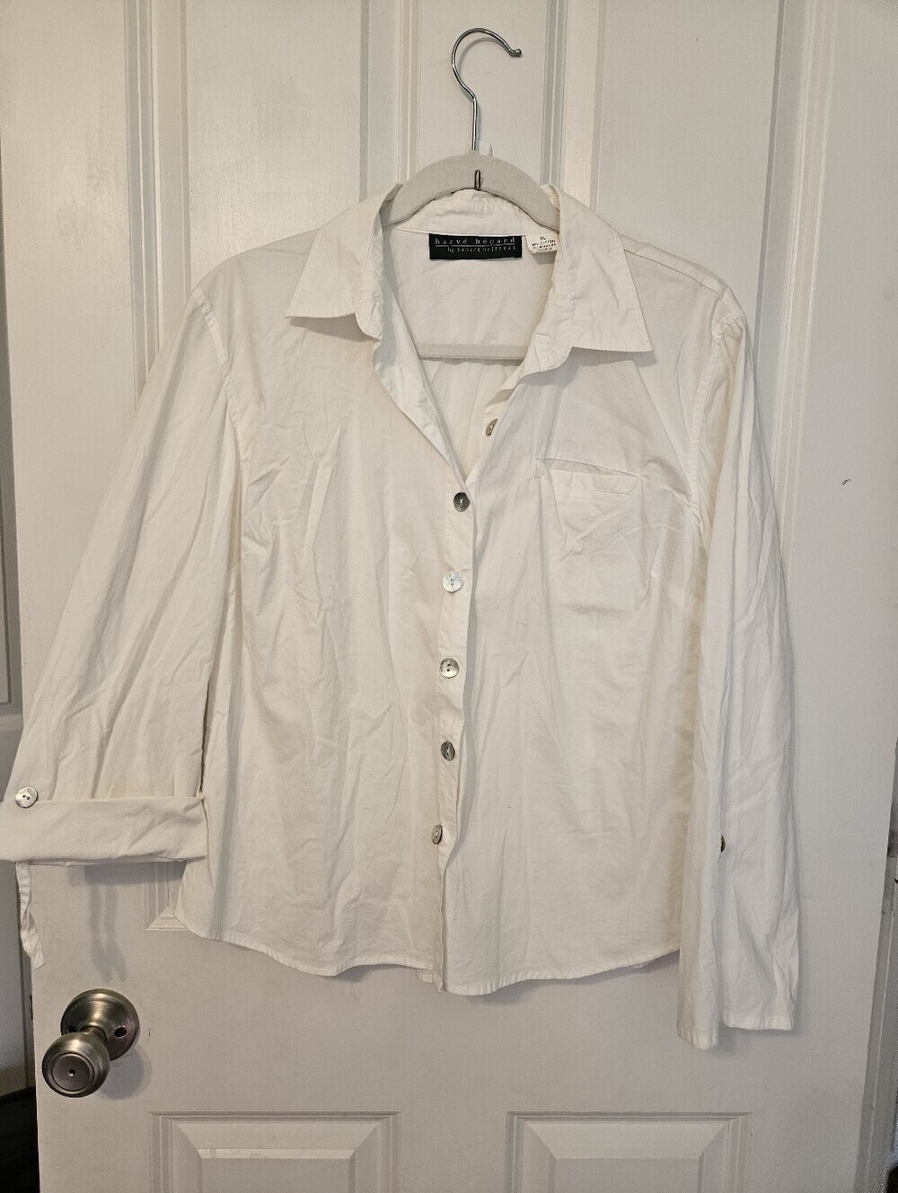 Harve Benard White Button-Front Collared Shirt